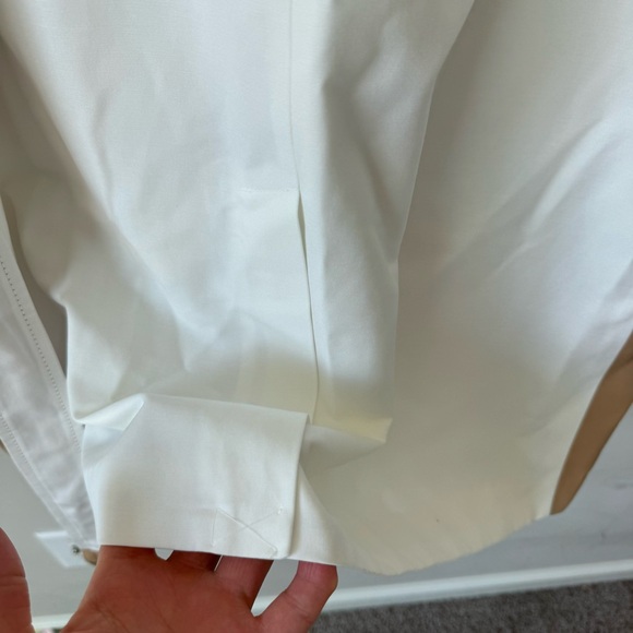 Chic White and Tan Belted long vest - Picture 8 of 13